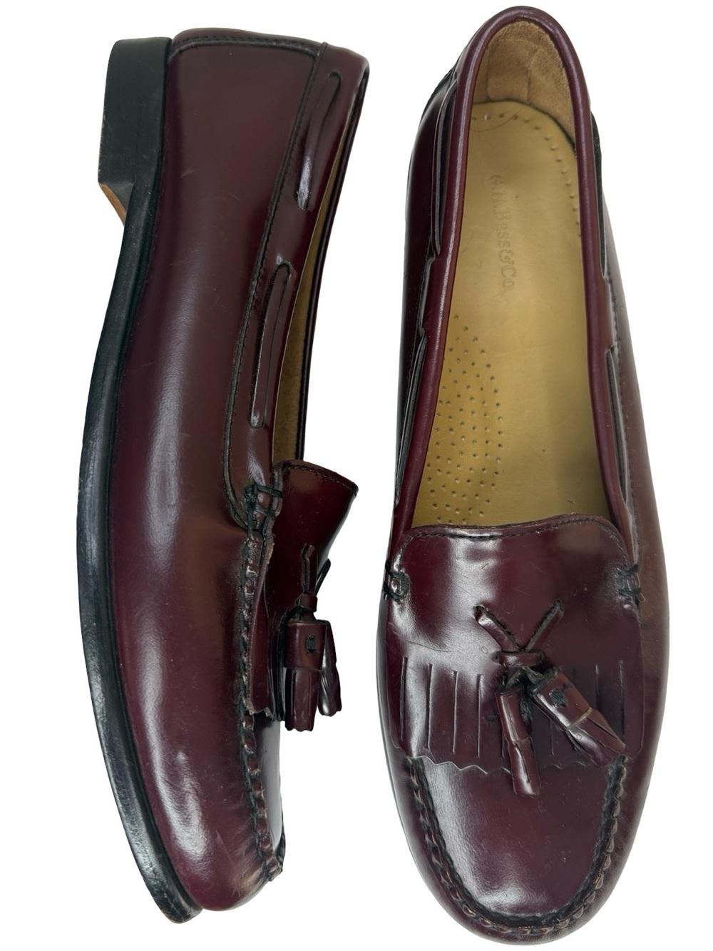 Vintage G.H. Bass & Co. Jackie Tassel Loafers Burgundy Leather Women's Size 11M